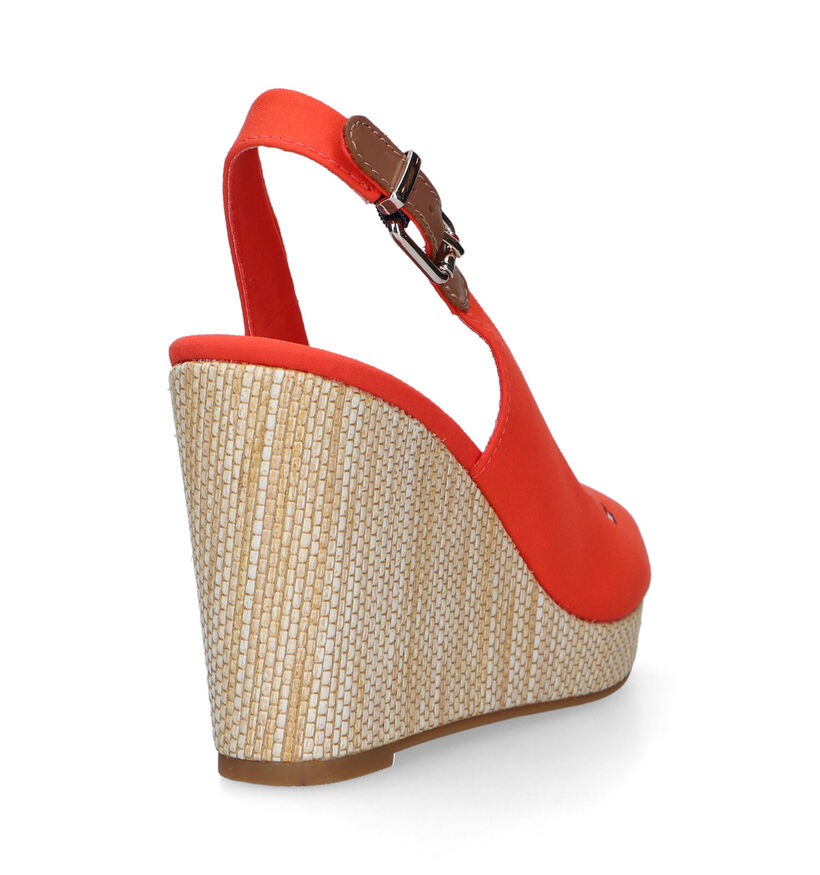 Tommy Hilfiger Iconic Elena Sling Back Wedge Sandales en Rouge pour femmes (336402)
