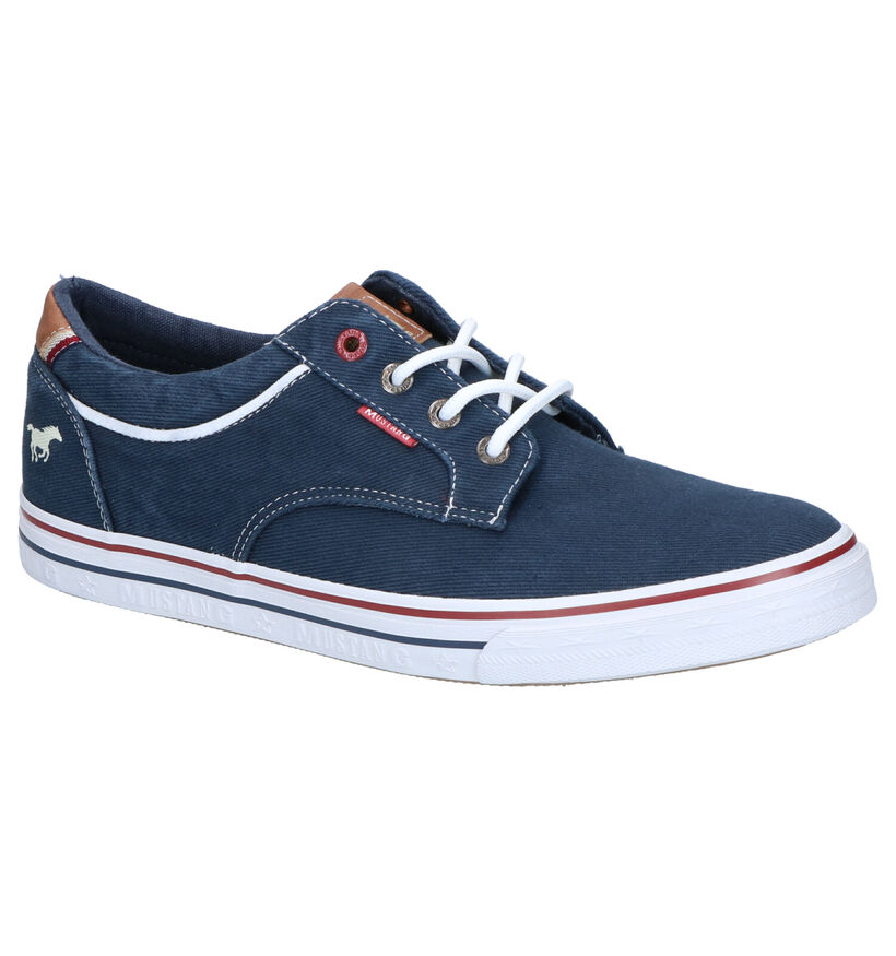 Mustang Chaussures basses en Bleu foncé en textile (271186)