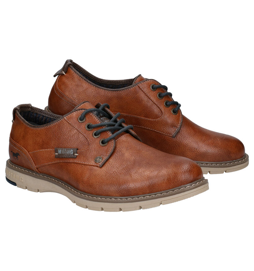 Mustang Cognac Veterschoenen in kunstleer (277290)