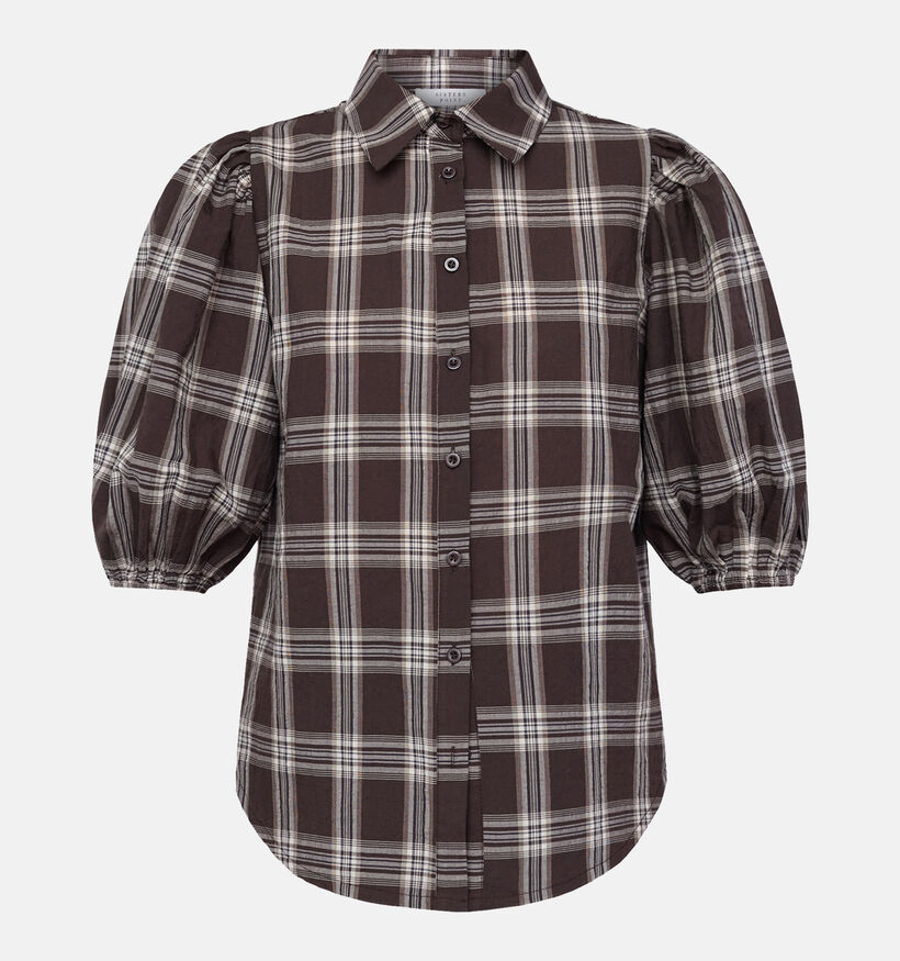 Sisters Point Ella Donkerbruine Geruite Blouse voor dames (386264)