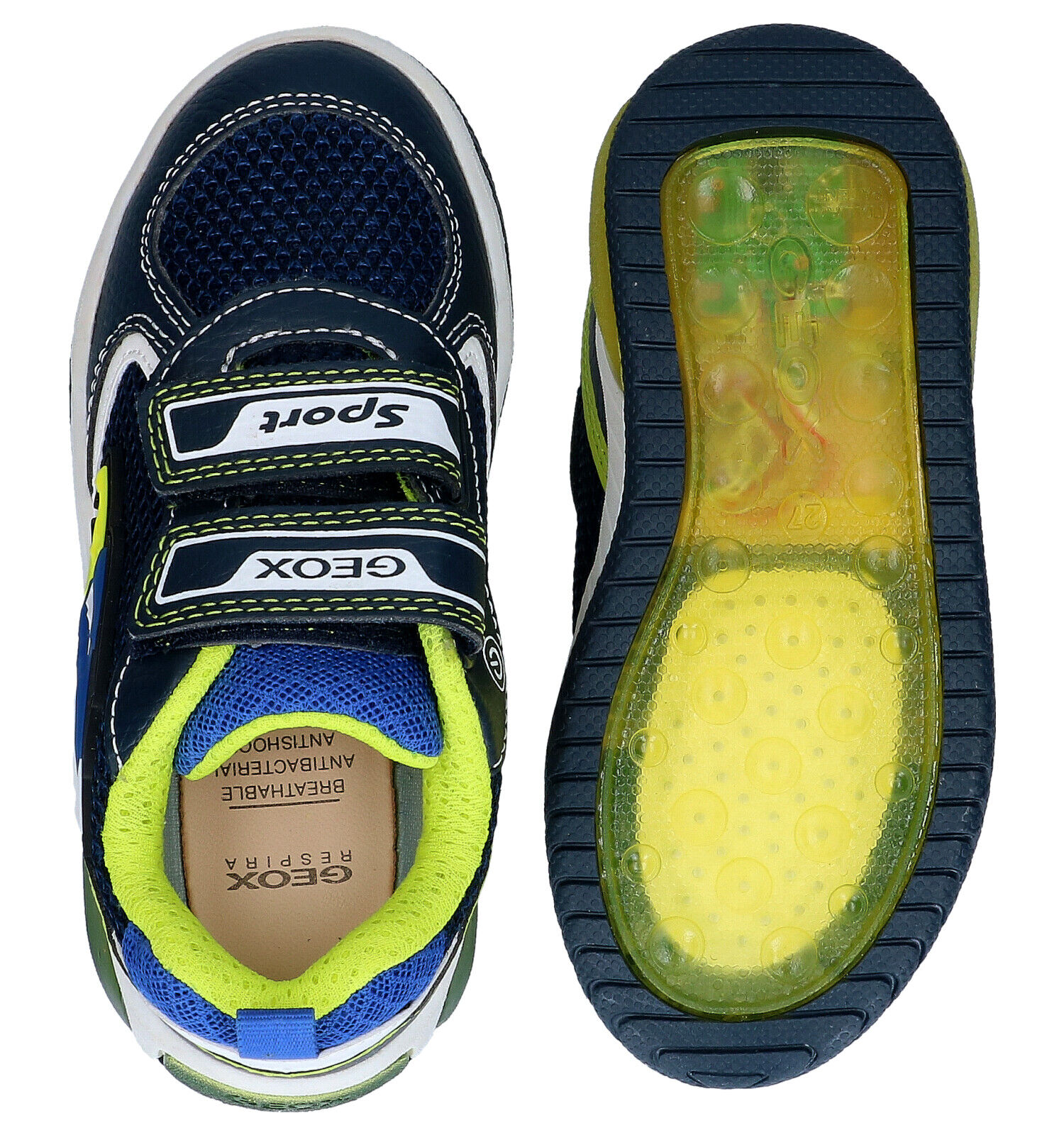 Geox Inek Blauwe Velcroschoenen met lichtjes Jongens Lage
