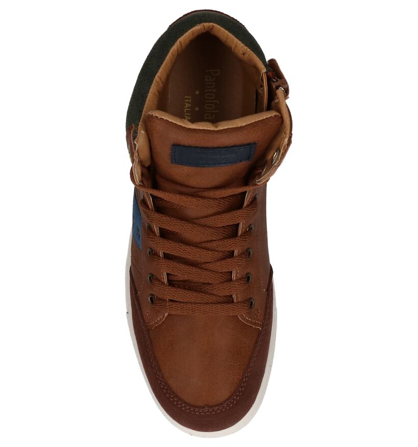 Pantofola d'Oro Monza Gagazzi Cognac Hoge Sneakers in kunstleer (224215)