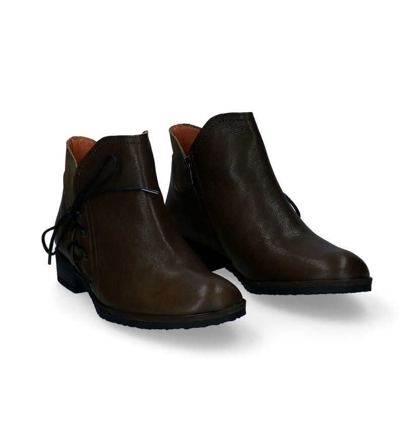Brako Bottines plates en Vert kaki pour femmes (299287) - pour semelles orthopédiques