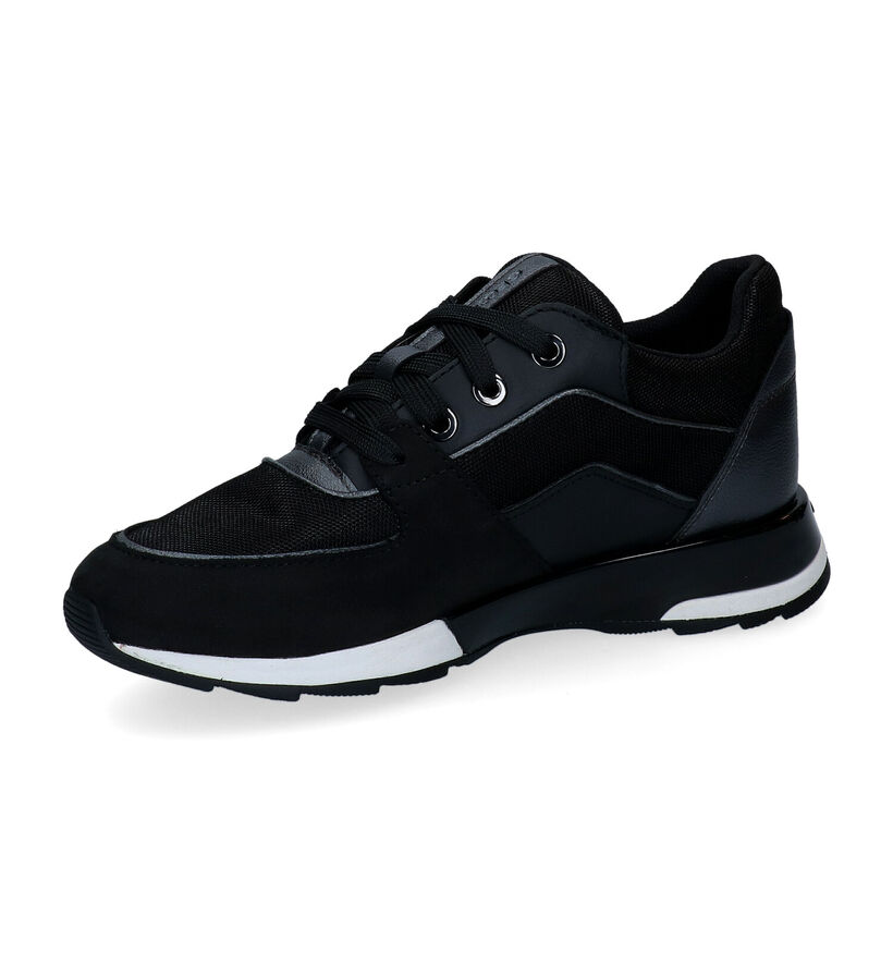 Geox New Aneko Zwarte Sneakers in leer (301056)