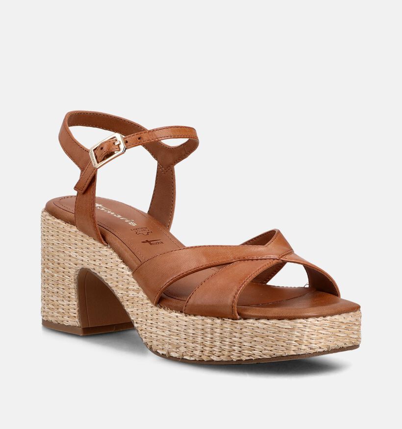 Tamaris ANTISlide Sandales &agrave; talons en Cognac pour femmes (371693)