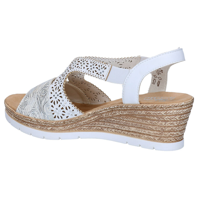 Rieker Witte Sandalen met sleehak voor dames (339118)