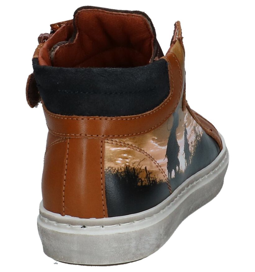 Cognac Hoge Schoenen met Rits/Veter Stones and Bones Cowboy in leer (223413)