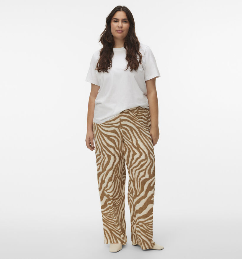 Vero Moda Curve Friga Zebra Beige/Bruine Broek voor dames (367782)
