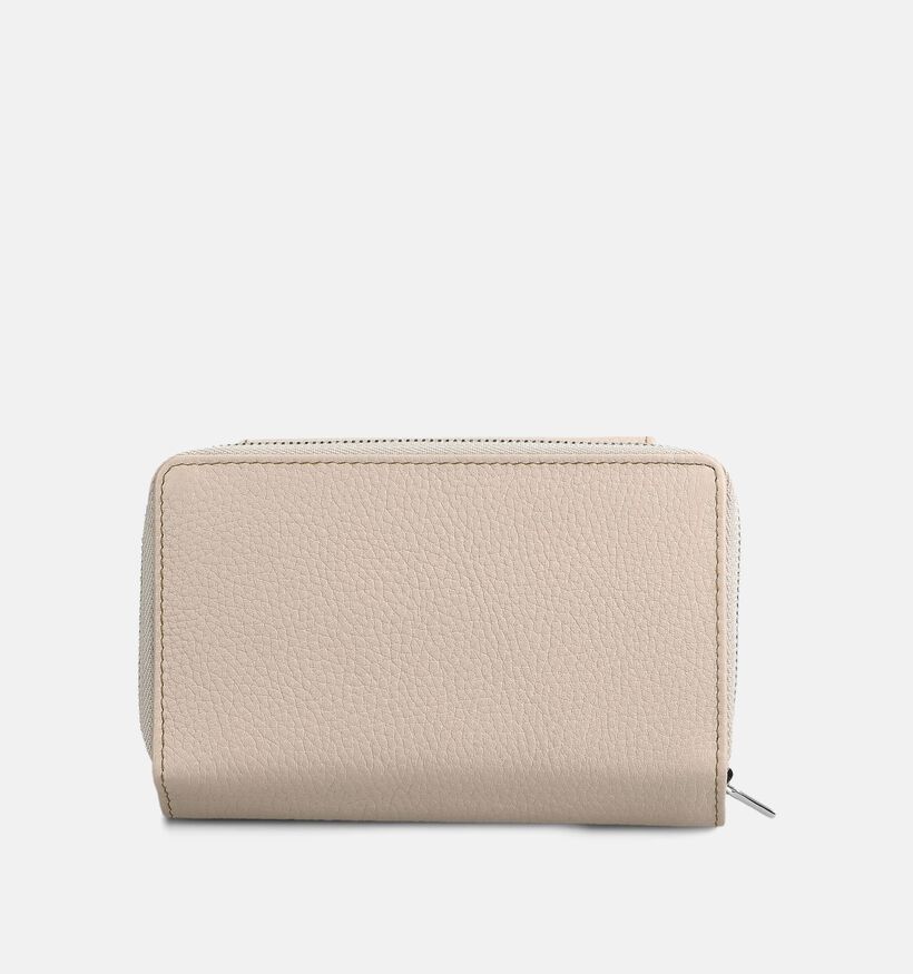 Crinkles Porte-monnaie zipp&eacute; en Beige pour femmes (373875)