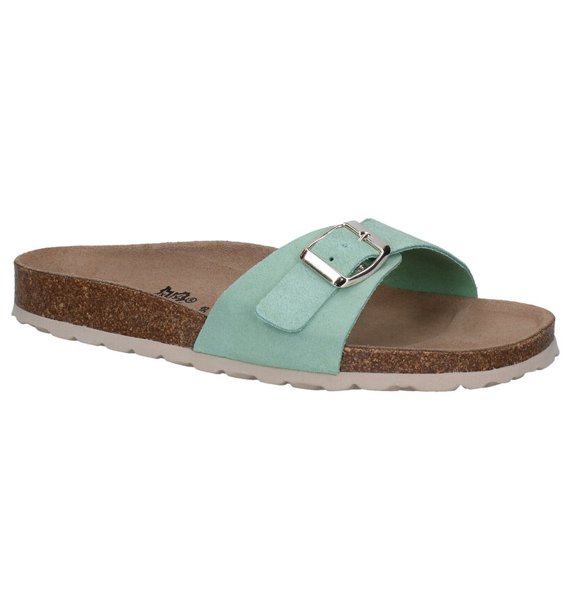 Big Leaf Groene Slippers in nubuck (292593)