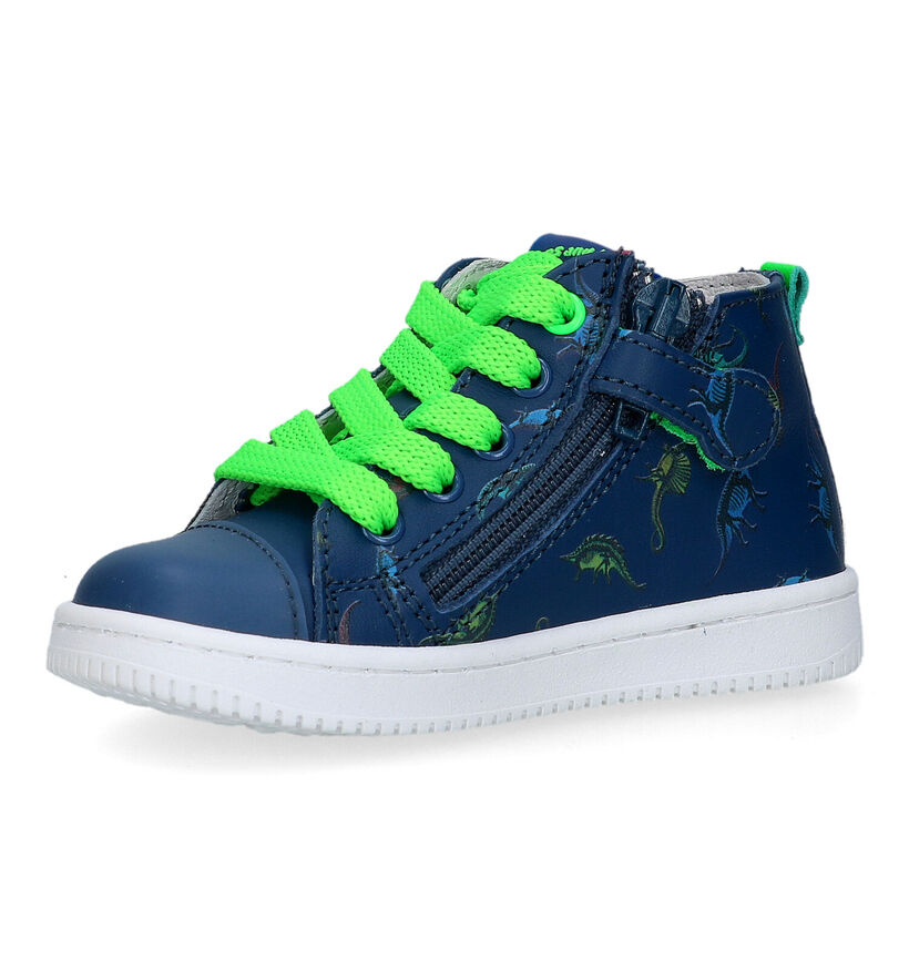 STONES and BONES Dint Blauwe Babyschoenen met dino's voor jongens (322097) - geschikt voor steunzolen