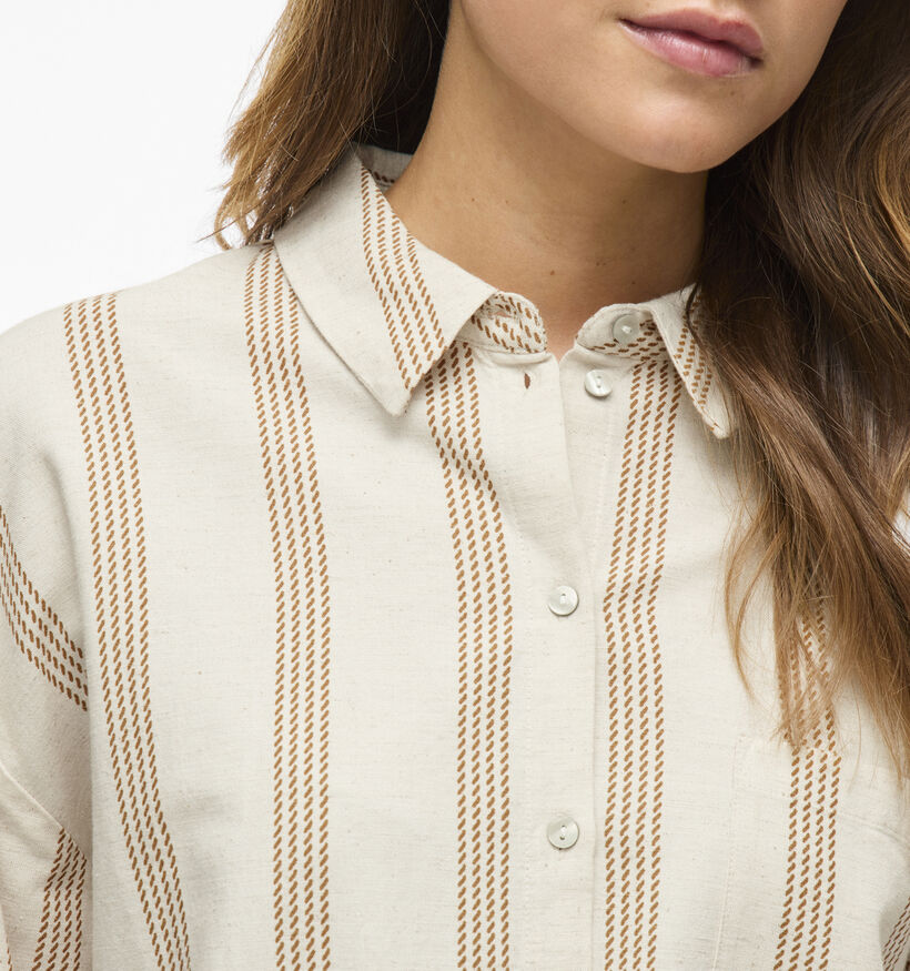 Vila Prisilla Chemise rayé en Beige pour femmes (353014)
