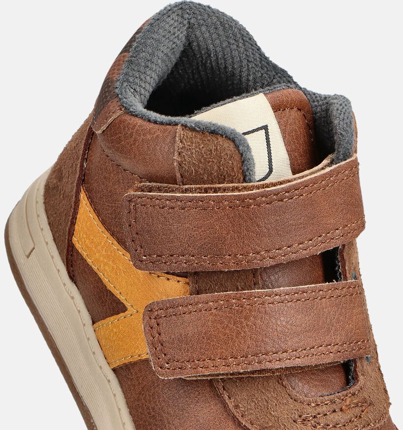 SJ Cognac Hoge Schoenen met Velcro voor jongens (363174) - geschikt voor steunzolen