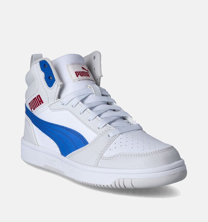 Puma Rebound v6 mid Grijze Sneakers voor jongens, meisjes (350366) - geschikt voor steunzolen