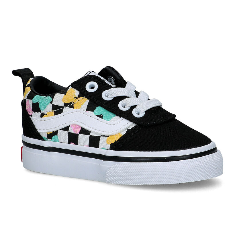 Vans Ward Butterfly Checkrbrd Baskets en Noir pour filles (321074)