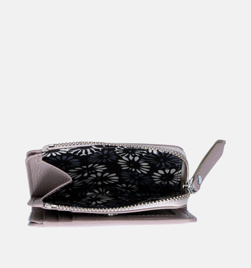 Euro-Leather Porte-monnaie zippé en Beige pour femmes (365201)