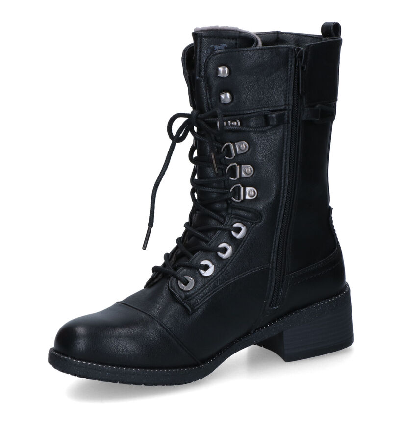 Mustang Bottes à lacets en Noir en simili cuir (313811)