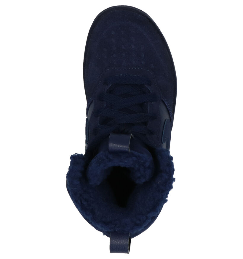 Nike Court Borough Mid Blauwe Sneakers in daim (262148)