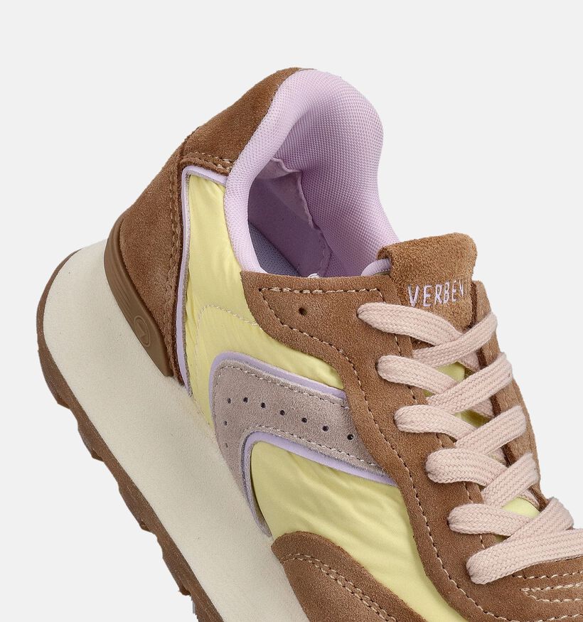 Verbenas Clodette Tessali Lichtgele/Bruine Sneakers voor dames (372924) - geschikt voor steunzolen