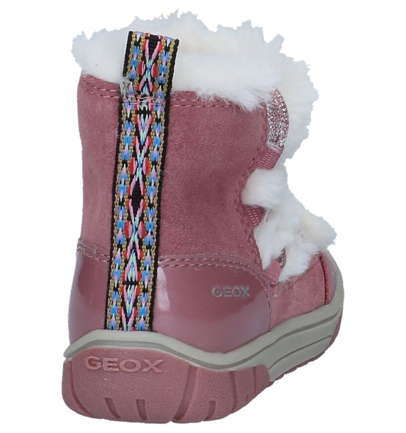Geox Donker Roze Boots met Rits/Veter in daim (232723)