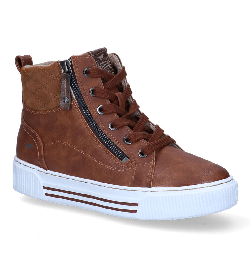 Mustang Baskets montantes en Cognac en simili cuir (298100)