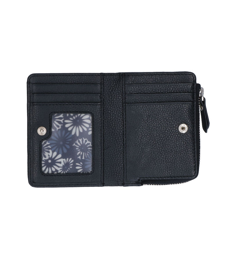 Euro-Leather Porte-monnaie zippé en Noir pour femmes (323431)