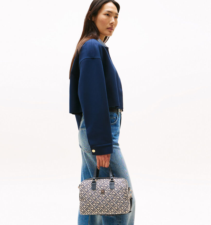 Tommy Hilfiger Jacquard Duffle Beige/Blauwe Handtas voor dames (359256)
