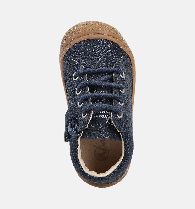 Naturino Cocoon Zip Suede Blauwe Babyschoenen voor meisjes (364264) - geschikt voor steunzolen