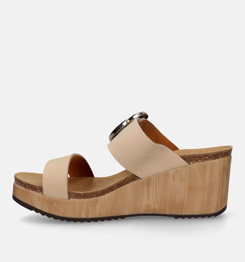 Scholl Malibu Mules avec talon compensé en Beige pour femmes (336785)