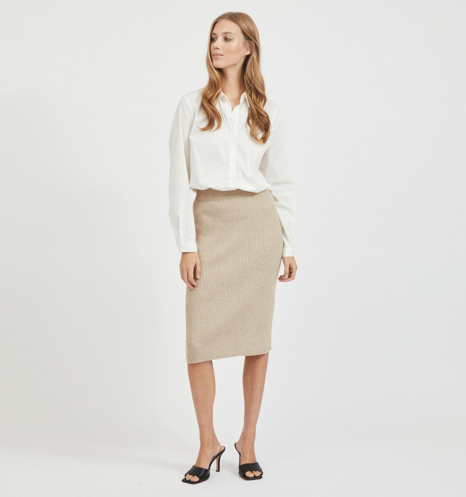 Jupe crayon beige femme clearance