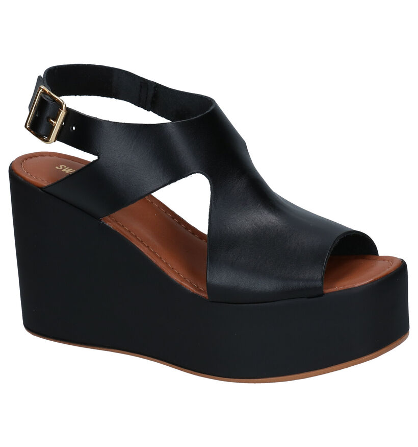 Sweet Lemon Zwarte Sandalen in leer (289487)