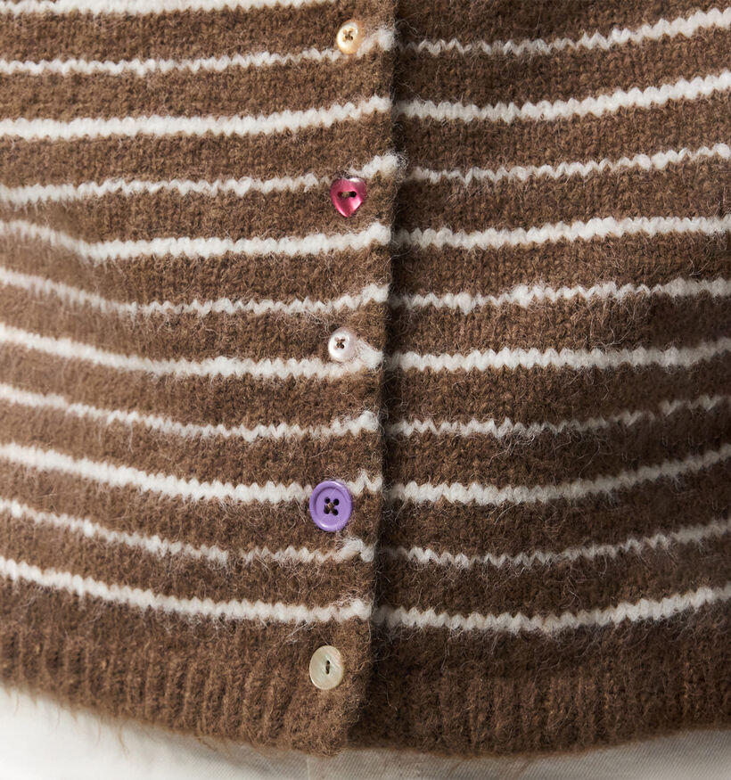 Pieces Asira Button Knit Gilet sans manches en Marron pour femmes (379328)