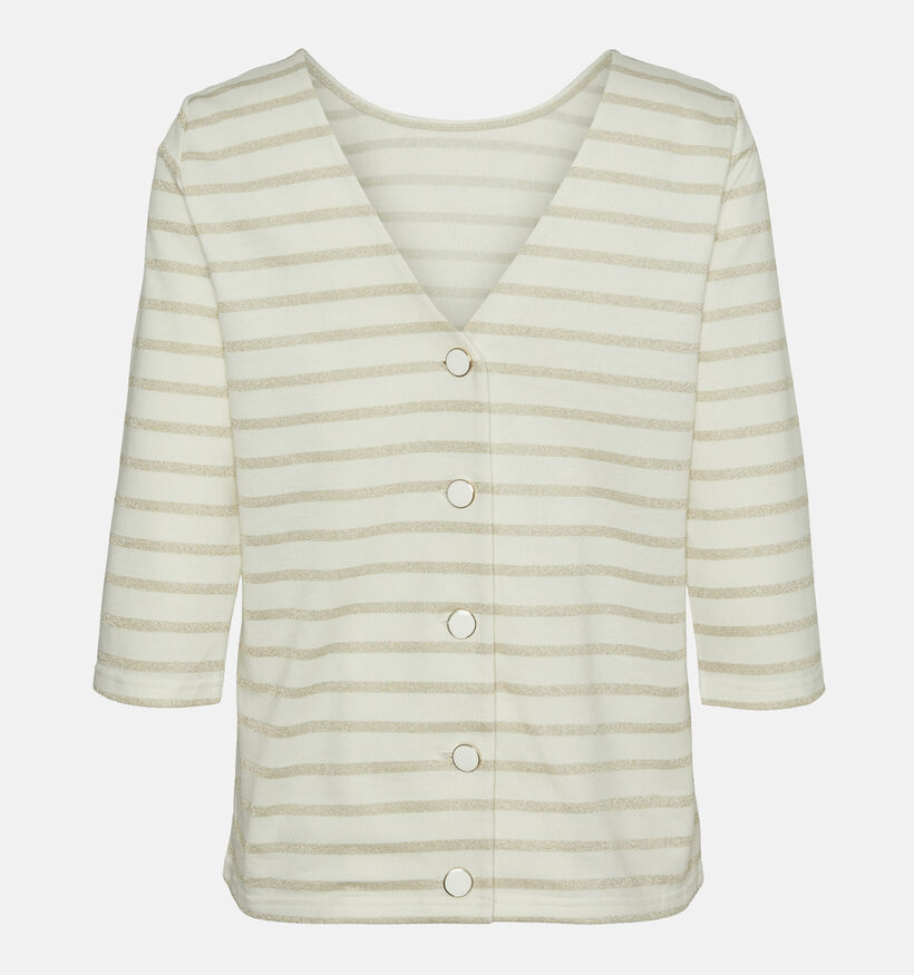 Vero Moda Olo T-shirt rayé en Beige pour femmes (346404)
