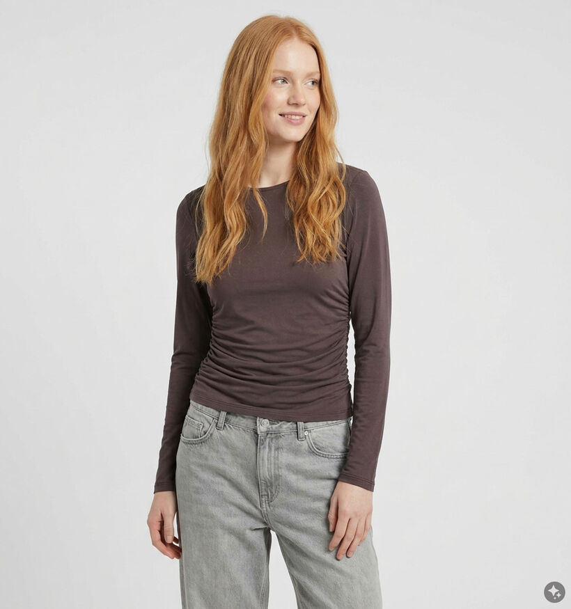 Vila Lysera Donkerbruine T-Shirt met Lange Mouwen voor dames (382216)