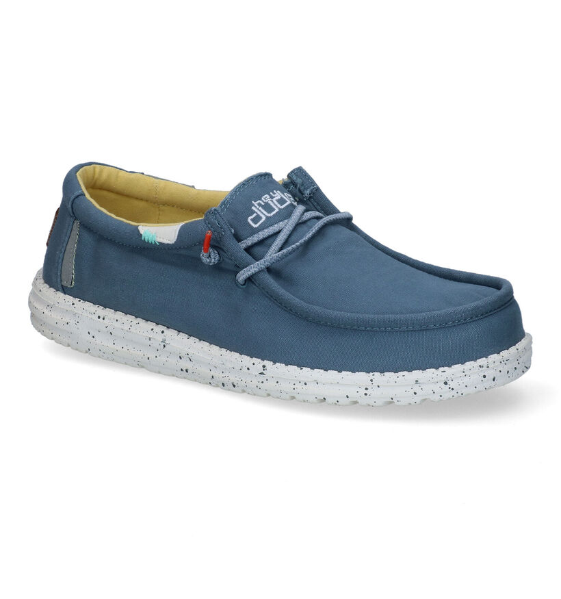 HEYDUDE Wally Washed Mocassins en Bleu en textile (303312)