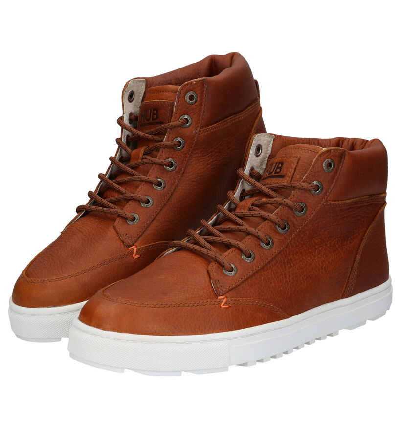 Hub Glasgow Cognac Hoge Schoenen in leer (295999)