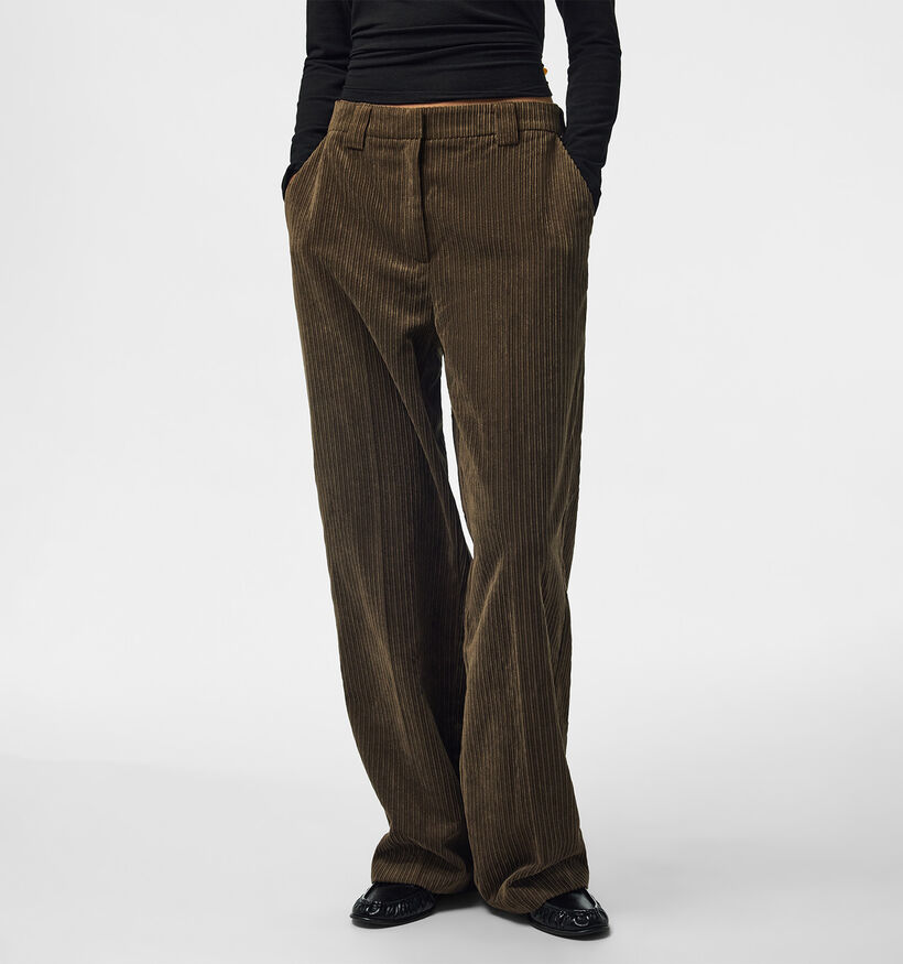 Pieces Audre Cord Donkergroene Geklede Broek voor dames (379333)