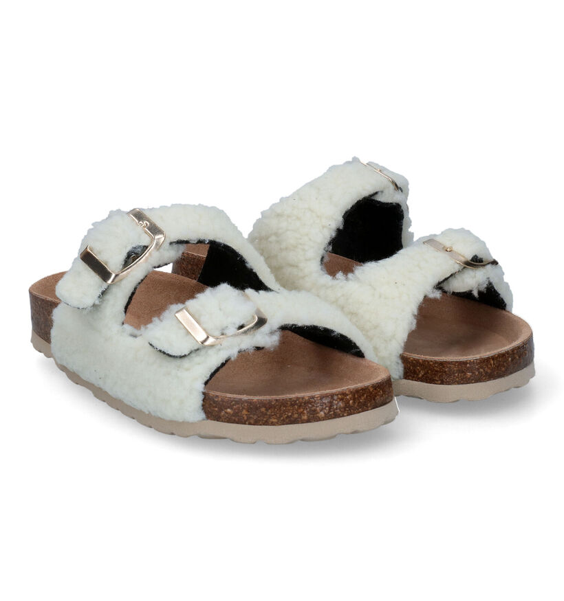 Milo & Mila Nu-pieds casual en Écru en textile (311015)