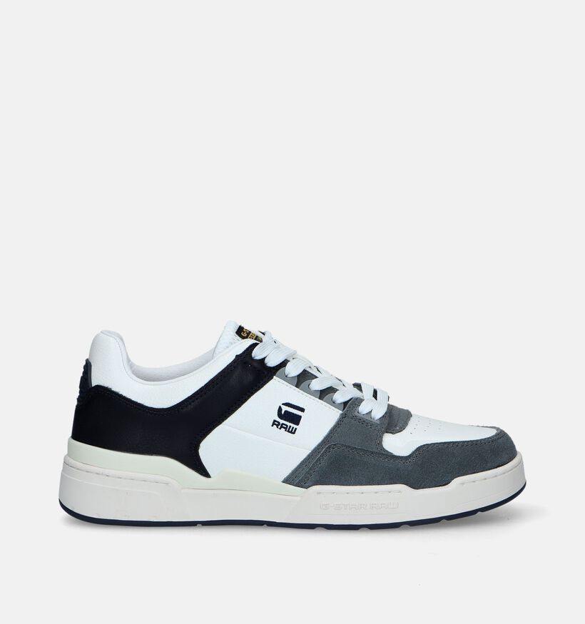 G-Star Attacc BLK Lea Witte-Zwarte Veterschoenen voor heren (350053) - geschikt voor steunzolen