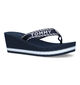 Tommy Webbing Tongs en Bleu pour femmes (321007)