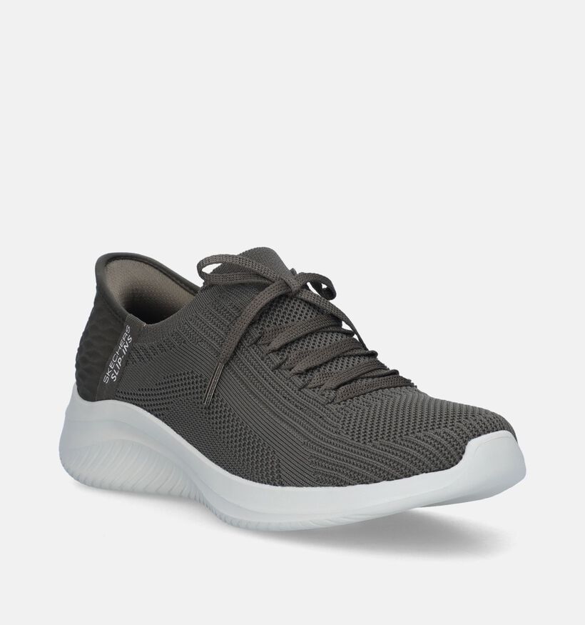 Skechers Slip-ins Ultra Flex 3.0 Brilliant Path Baskets en Vert Khaki pour femmes (343904)