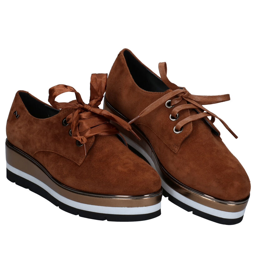 Nathan-Baume Cognac Veterschoenen in daim (283254)