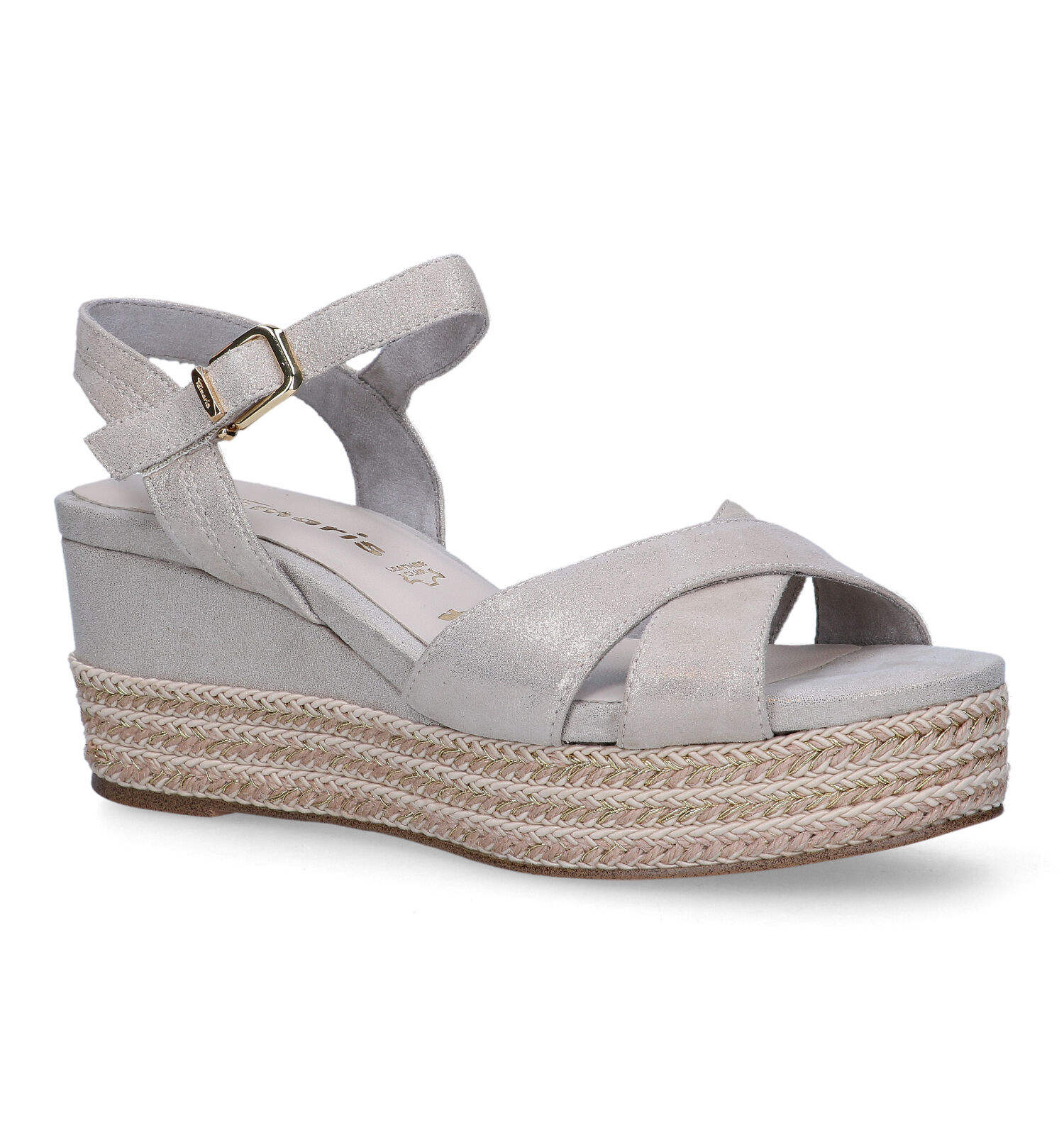 Beige sandalen met sleehak sales
