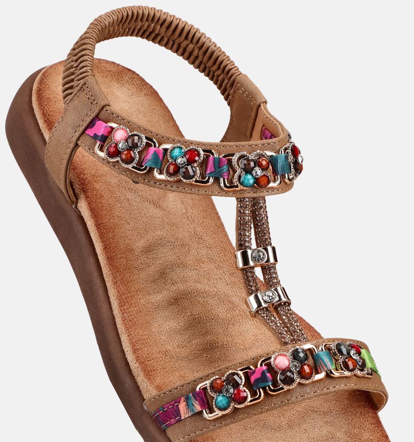 Signatur Sandales plates en Cognac pour femmes (372330)