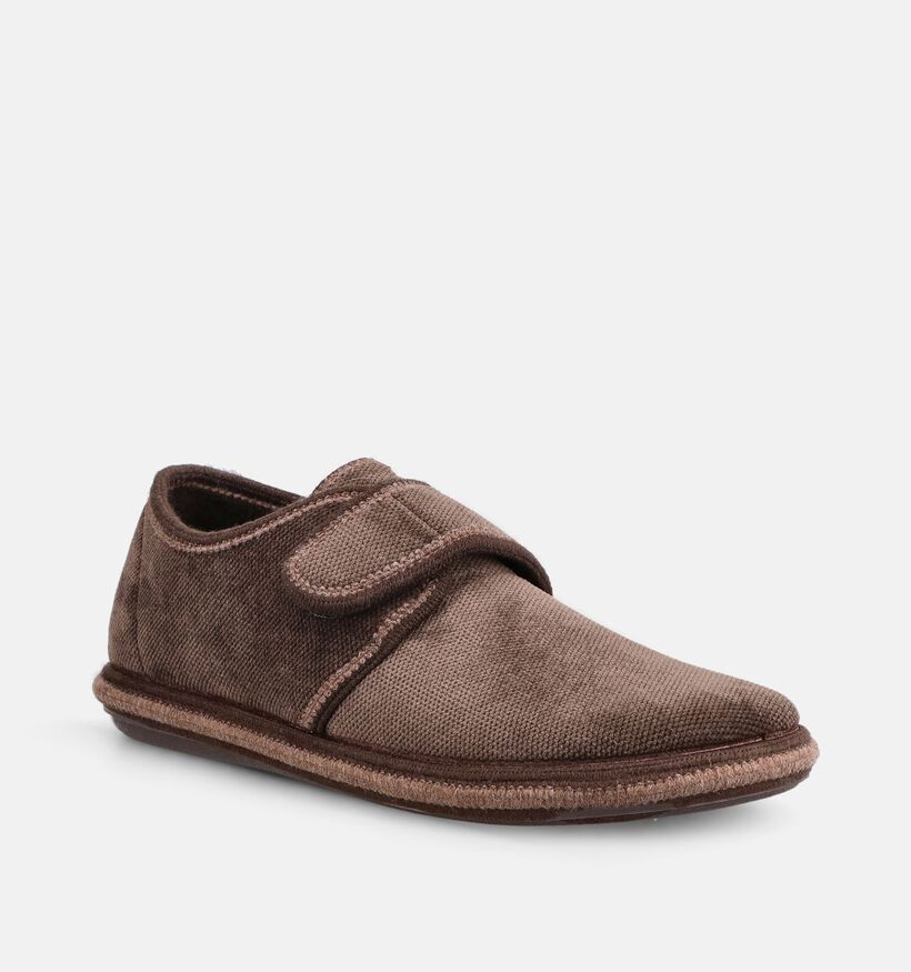 Torfs Home Bruine Pantoffels met Velcro voor heren (381342)