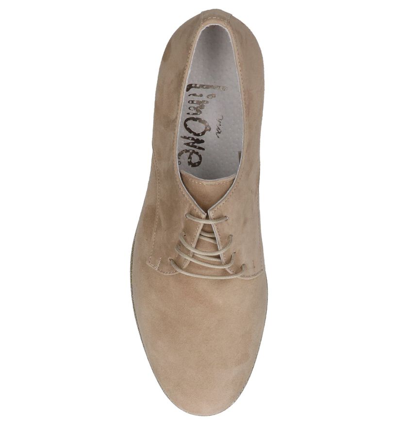 Beige Veterschoenen op Hak Via Limone in daim (216150)