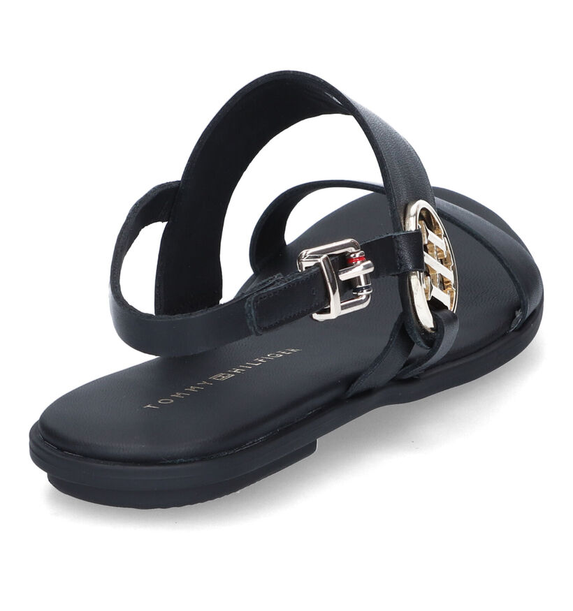 Tommy Hilfiger Round Flat Sandales en Noir pour femmes (303980)