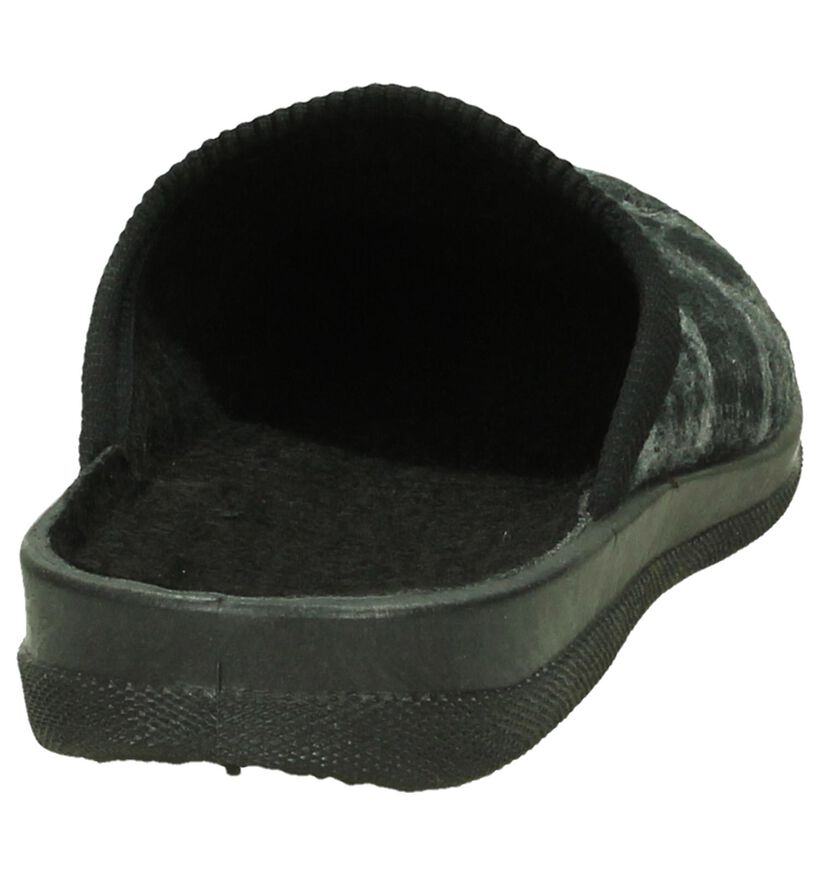 Slippers Comfort Pantoufles ouvertes en Gris foncé en textile (206078)
