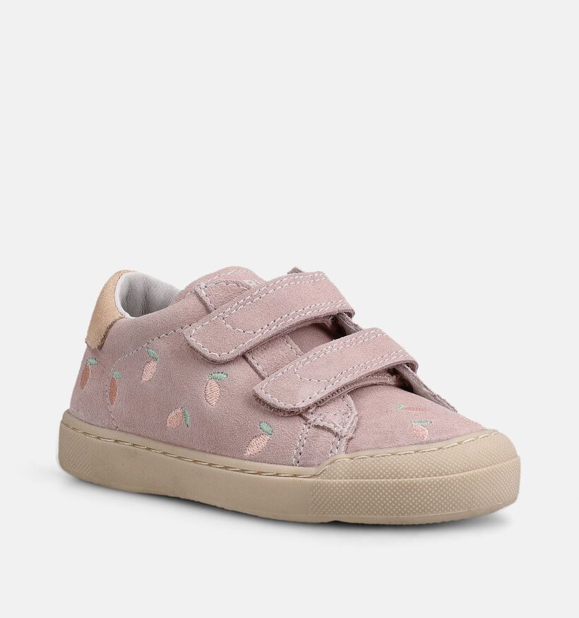 Naturino Eindhoven 2 VL. Suede Embroidery Roze Sneakers voor meisjes (372213) - geschikt voor steunzolen