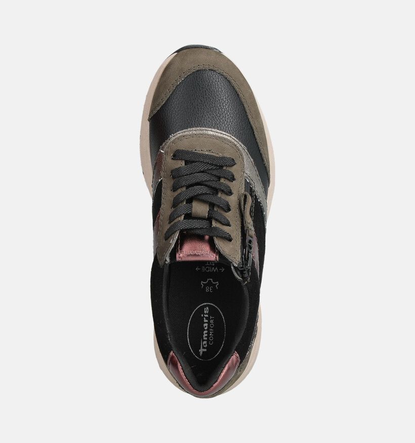 Tamaris Comfort Chaussures à lacets en Vert kaki/Noir pour femmes (360417) - pour semelles orthopédiques